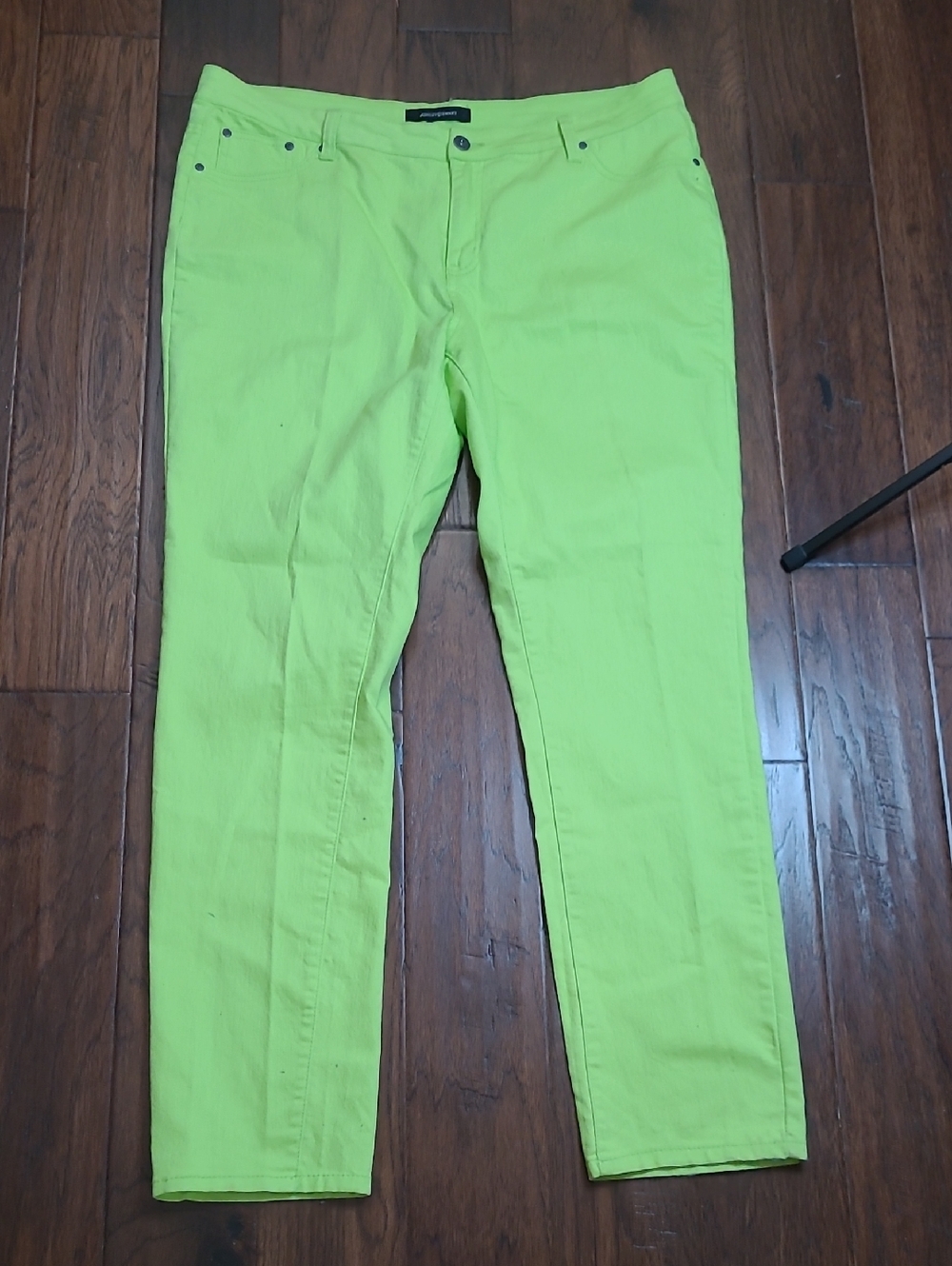 Ashley Stewart Neon Lime Green Jeans with Faux front pockets size 18
